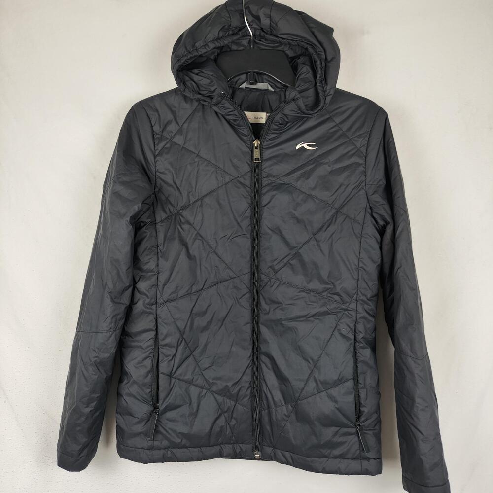 KJUS Jacket Boys 14 Gray Hooded Puffer Insulated Full Zip Quilted Ski Winter